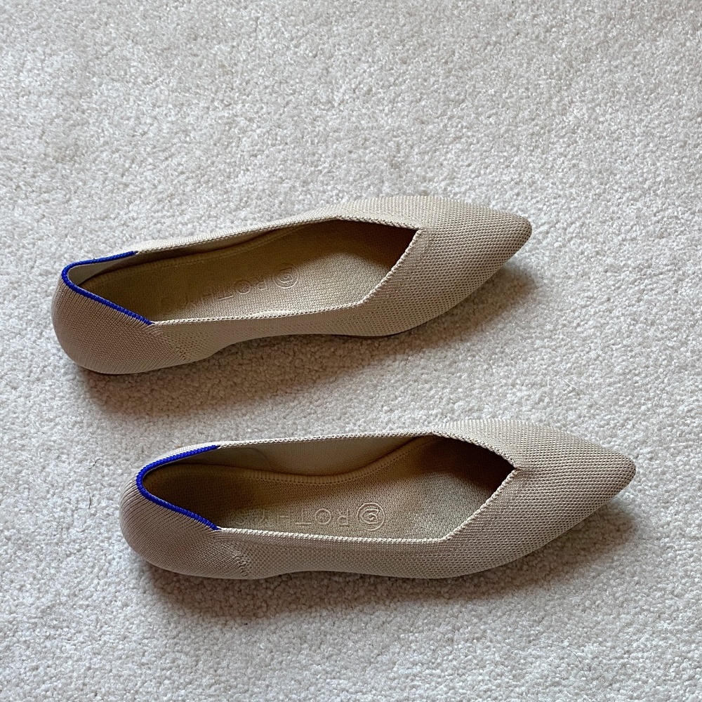 ROTHY'S "The Point" Knit Flats Size 8W Beige Comfort - Picture 3 of 10